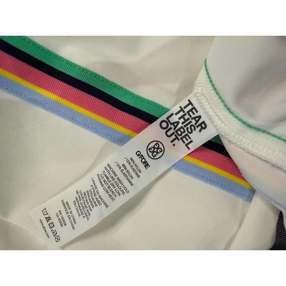 G/FORE Tux Luxe 4-Way Stretch Golf Pants Snow White Rainbow Stripe G4LS23B123 - Picture 4 of 5
